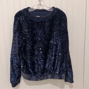 Armani Navy Sequin Sweatshirt Women's Top 10